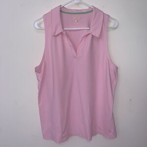 LILLY PULITZER Luxletic Pink Polo Womens XL UPF 50+ Sleeveless Preppy Pickleball